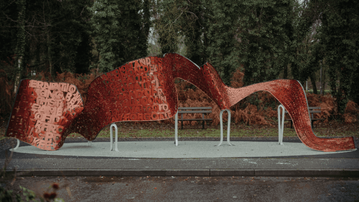 A murmurations sculpture at Ulster American Folk Park